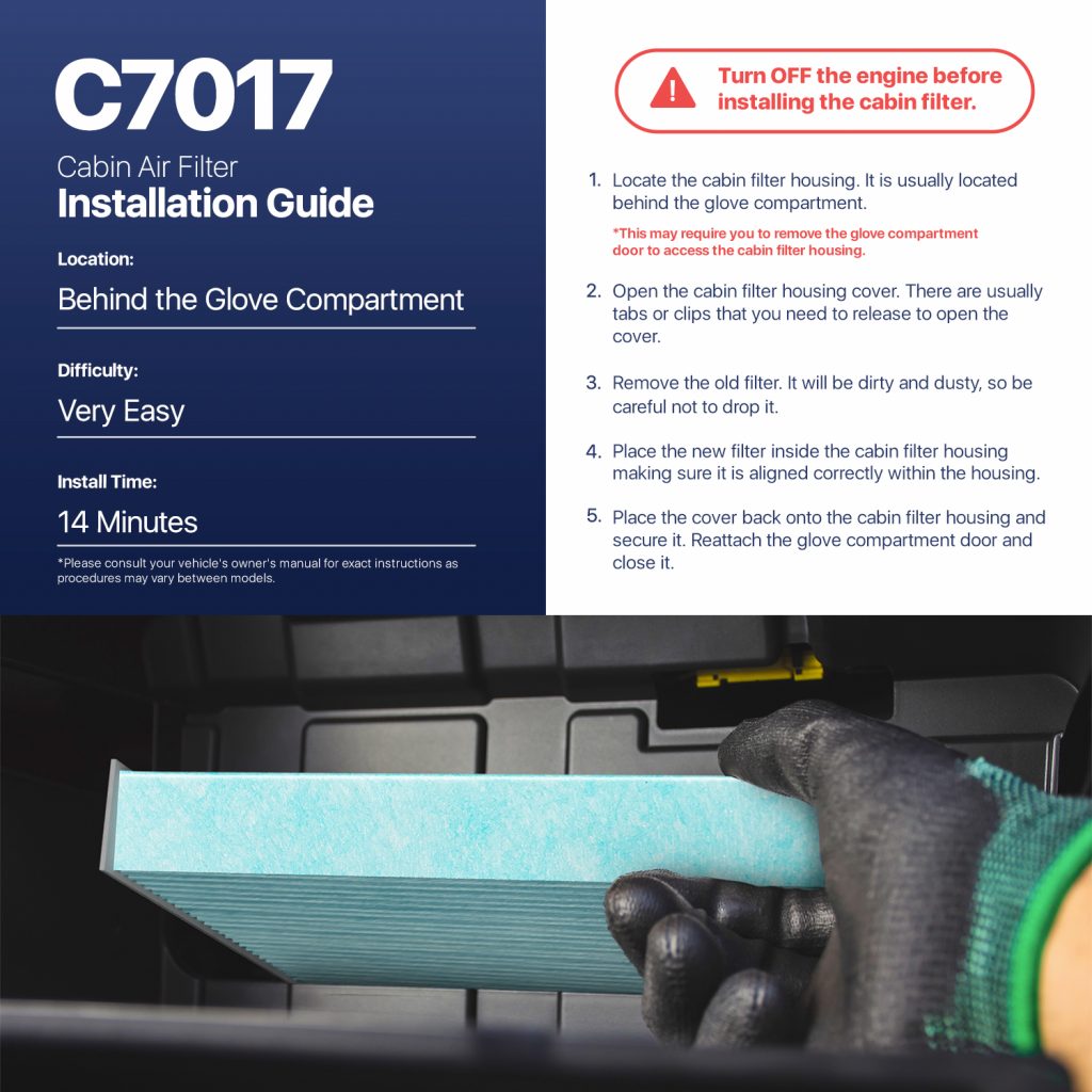BNX TruFilter C7017 Cabin Air Filter, HEPA 99.97%, Compatible With Select Infiniti EX, FX, G, M, Q, QX; Compatible with Nissan Armada, GT-R, Titan; Ram C/V; Volkswagen Routan