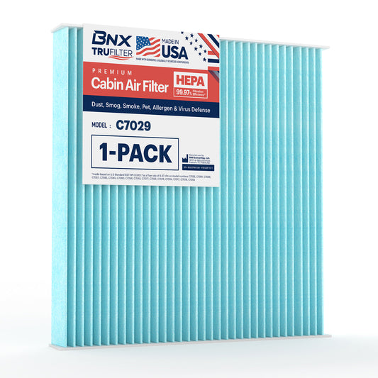 BNX TruFilter C7029 Cabin Air Filter, HEPA 99.97%, Compatible With Honda: Accord, Civic, Crosstour, CR-V, Odyssey, Passport, Pilot, Ridgeline; Acura: ILX, MDX, RDX, RL, RLX, TL, TLX, TSX, ZDX, CSX