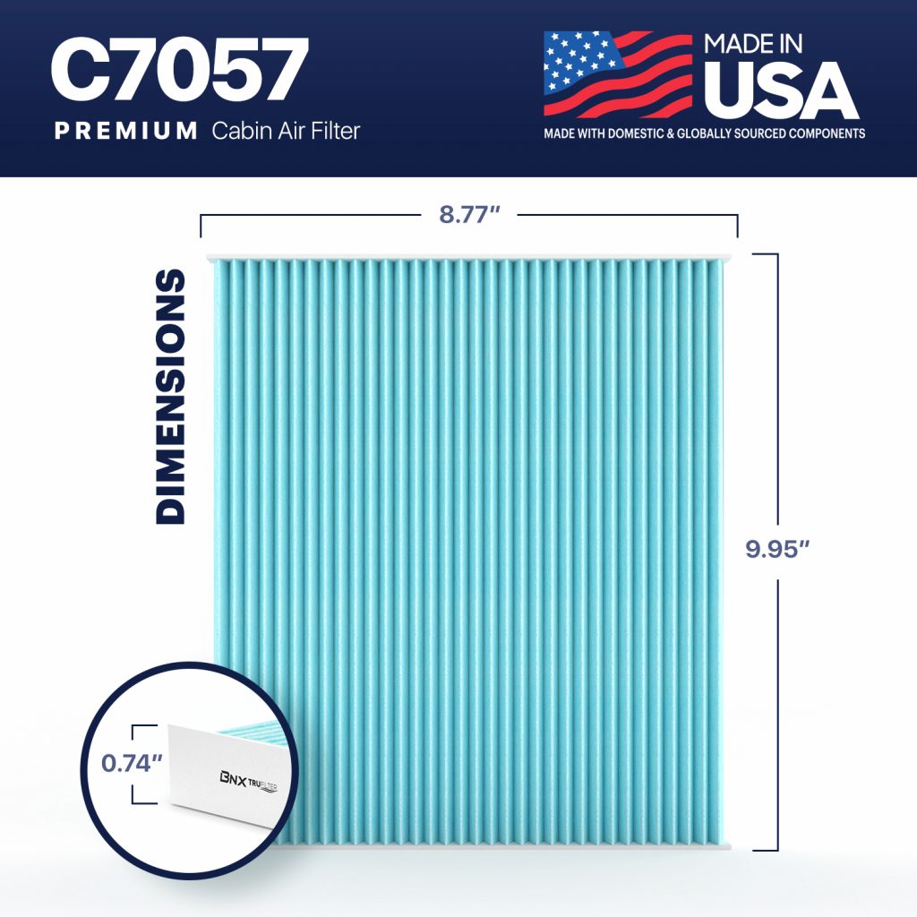 BNX TruFilter Cabin Air Filter, 99.97% HEPA, Compatible with Chevrolet Captiva, Equinox, GMC Terrain, Hyundai Azera, Santa Fe Sport/XL, Sonata, Kia Cadenza, Optima, Sedona, Saturn Vue (C7057)