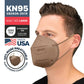 BNX KN95 Mask (E95), Made in USA KN95 Face Mask, Brown (Adult Large)