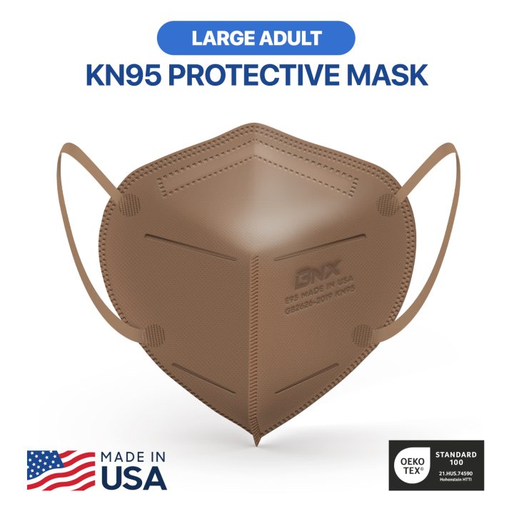BNX KN95 Mask (E95), Made in USA KN95 Face Mask, Brown (Adult Large)