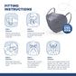 BNX KN95 Mask (E95), Made in USA KN95 Face Mask, Gray (Adult Large)