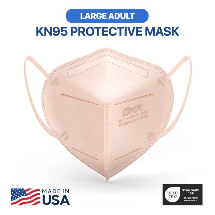 BNX KN95 Mask (E95), Made in USA KN95 Face Mask, Light Pink (Adult Large)