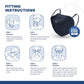 BNX KN95 Mask (E95), Made in USA KN95 Face Mask, Navy (Adult Large)