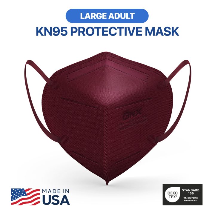 BNX KN95 Mask (E95), Made in USA KN95 Face Mask, Red (Adult Large)