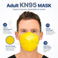 BNX KN95 Mask (E95), Made in USA KN95 Face Mask, Yellow (Adult Large)