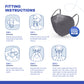 BNX KN95 Mask (E95M), Made in USA KN95 Face Mask, Gray (Adult Medium)