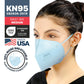 BNX KN95 Mask (E95M), Made in USA KN95 Face Mask, Light Blue (Adult Medium)
