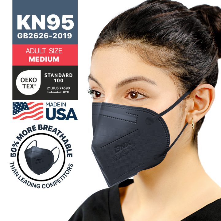 BNX KN95 Mask (E95M), Made in USA KN95 Face Mask, Navy (Adult Medium)
