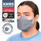 BNX 20-Pack KN95 Face Masks, Disposable Particulate KN95 Mask Made in USA, Tri-Fold Cup/Fish Style (20 Pack) (Earloop) (Model: EF95) Gray