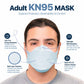 BNX 20-Pack KN95 Face Masks, Disposable Particulate KN95 Mask Made in USA, Tri-Fold Cup/Fish Style (20 Pack) (Earloop) (Model: EF95) Light Blue