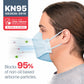 BNX 20-Pack KN95 Face Masks, Disposable Particulate KN95 Mask Made in USA, Tri-Fold Cup/Fish Style (20 Pack) (Earloop) (Model: EF95) Light Blue
