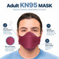 BNX 20-Pack KN95 Face Masks, Disposable Particulate KN95 Mask Made in USA, Tri-Fold Cup/Fish Style (20 Pack) (Earloop) (Model: EF95) Red
