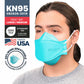 BNX 20-Pack KN95 Face Masks, Disposable Particulate KN95 Mask Made in USA, Tri-Fold Cup/Fish Style (20 Pack) (Earloop) (Model: EF95) Teal