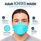 BNX 20-Pack KN95 Face Masks, Disposable Particulate KN95 Mask Made in USA, Tri-Fold Cup/Fish Style (20 Pack) (Earloop) (Model: EF95) Teal