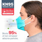 BNX 20-Pack KN95 Face Masks, Disposable Particulate KN95 Mask Made in USA, Tri-Fold Cup/Fish Style (20 Pack) (Earloop) (Model: EF95) Teal