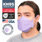 BNX 20-Pack KN95 Face Masks, Disposable Particulate KN95 Mask Made in USA, Tri-Fold Cup/Fish Style (20 Pack) (Earloop) (Model: EF95) Violet