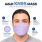BNX 20-Pack KN95 Face Masks, Disposable Particulate KN95 Mask Made in USA, Tri-Fold Cup/Fish Style (20 Pack) (Earloop) (Model: EF95) Violet