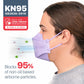 BNX 20-Pack KN95 Face Masks, Disposable Particulate KN95 Mask Made in USA, Tri-Fold Cup/Fish Style (20 Pack) (Earloop) (Model: EF95) Violet