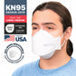 BNX 20-Pack KN95 Face Masks, Disposable Particulate KN95 Mask Made in USA, Tri-Fold Cup/Fish Style (20 Pack) (Earloop) (Model: EF95) White