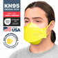 BNX 20-Pack KN95 Face Masks, Disposable Particulate KN95 Mask Made in USA, Tri-Fold Cup/Fish Style (20 Pack) (Earloop) (Model: EF95) Yellow