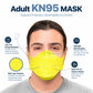 BNX 20-Pack KN95 Face Masks, Disposable Particulate KN95 Mask Made in USA, Tri-Fold Cup/Fish Style (20 Pack) (Earloop) (Model: EF95) Yellow