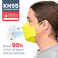 BNX 20-Pack KN95 Face Masks, Disposable Particulate KN95 Mask Made in USA, Tri-Fold Cup/Fish Style (20 Pack) (Earloop) (Model: EF95) Yellow