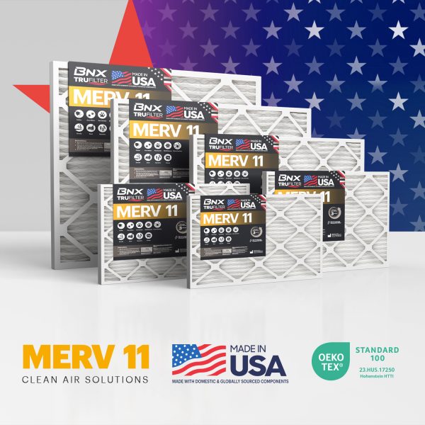 BNX TruFilter 20x20x1 MERV 11 Pleated Air Filter – Made in USA (6-Pack)