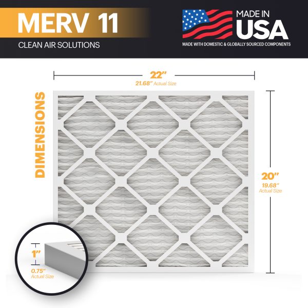 BNX TruFilter 20x22x1 MERV 11 Pleated Air Filter – Made in USA (6-Pack)