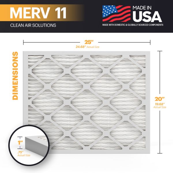 BNX TruFilter 20x25x1 MERV 11 Pleated Air Filter – Made in USA (6-Pack)