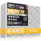 BNX TruFilter 20x25x1 MERV 11 Pleated Air Filter – Made in USA (6-Pack)