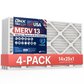 BNX TruFilter14x25x1 MERV 13 Pleated Air Filter – Made in USA (4-Pack)