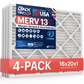 BNX 16x20x1 MERV 13 Pleated Air Filter - Made in USA (4-Pack)