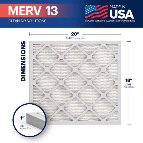 BNX TruFilter 18x20x1 MERV 13 Pleated Air Filter - Made in USA (4-Pack)