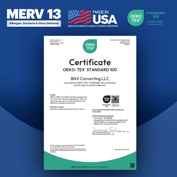 BNX 16x20x1 MERV 13 Pleated Air Filter - Made in USA (4-Pack)