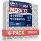 BNX TruFilter 20x20x1 MERV 13 Pleated Air Filter - Made in USA (4-Pack)
