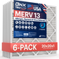 BNX TruFilter 20x20x1 MERV 13 Pleated Air Filter – Made in USA (6-Pack)
