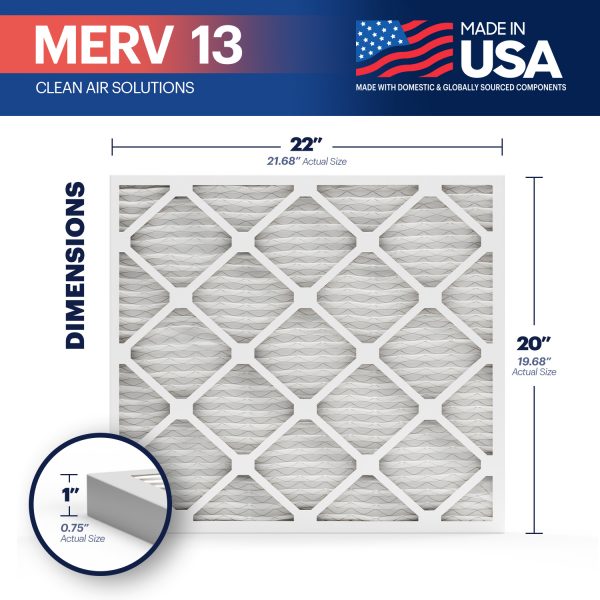 BNX TruFilter 20x22x1 MERV 13 Pleated Air Filter - Made in USA (4-Pack)