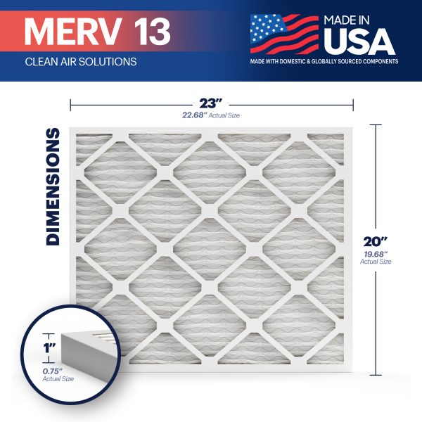 BNX TruFilter 20x23x1 MERV 13 Pleated Air Filter - Made in USA (4-Pack)