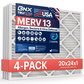 BNX TruFilter 20x24x1 MERV 13 Pleated Air Filter - Made in USA (4-Pack)