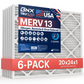 BNX TruFilter 20x24x1 MERV 13 Pleated Air Filter - Made in USA (6-Pack)