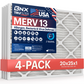 BNX 20x25x1 MERV 13 Pleated Air Filter - Made in USA (4-Pack)