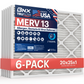BNX 20x25x1 MERV 13 Pleated Air Filter - Made in USA (6-Pack)