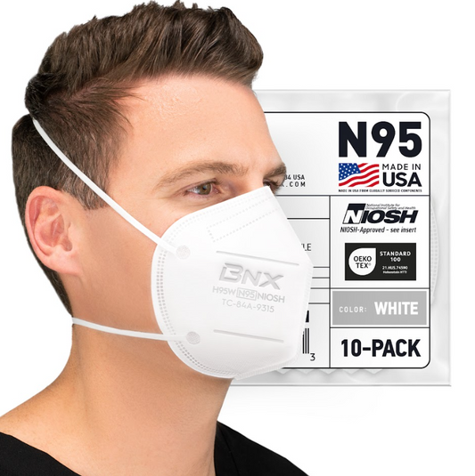 BNX N95 Mask Respirator (NIOSH) (Model: H95W), White