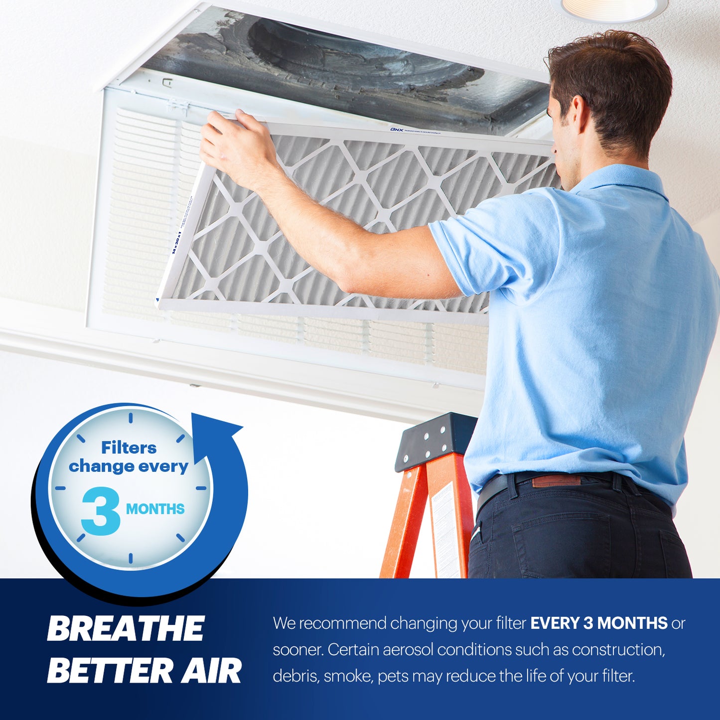 BNX 14x20x1 MERV 13 Pleated Air Filter - Made in USA (2-Pack)