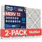 BNX 14x20x1 MERV 13 Pleated Air Filter - Made in USA (2-Pack)