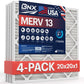 BNX 20x20x1 MERV 13 Pleated Air Filter - Made in USA (4-Pack)