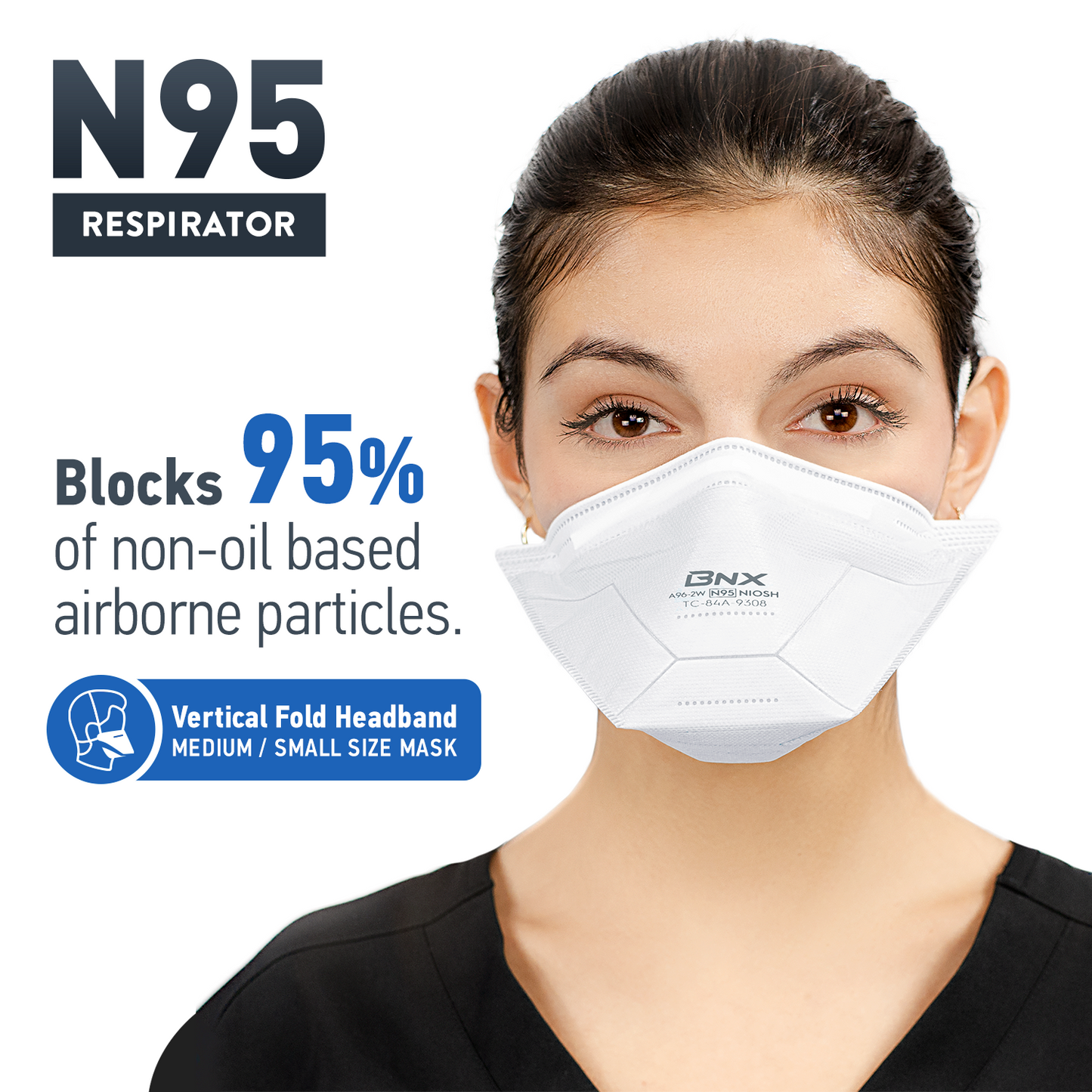 BNX N95 Mask Respirator Duckbill (NIOSH) (Model: A96-2W), White