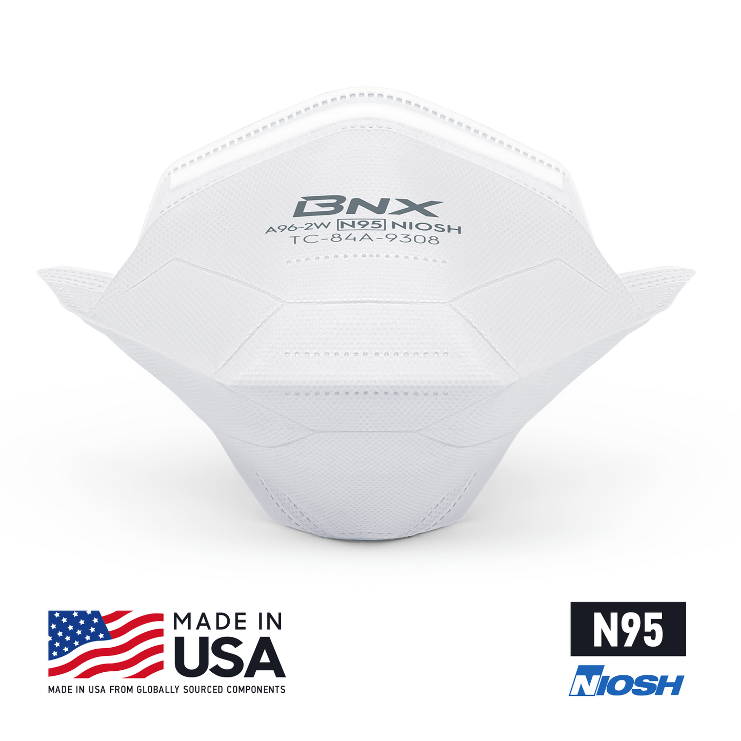 BNX N95 Mask Respirator Duckbill (NIOSH) (Model: A96-2W), White